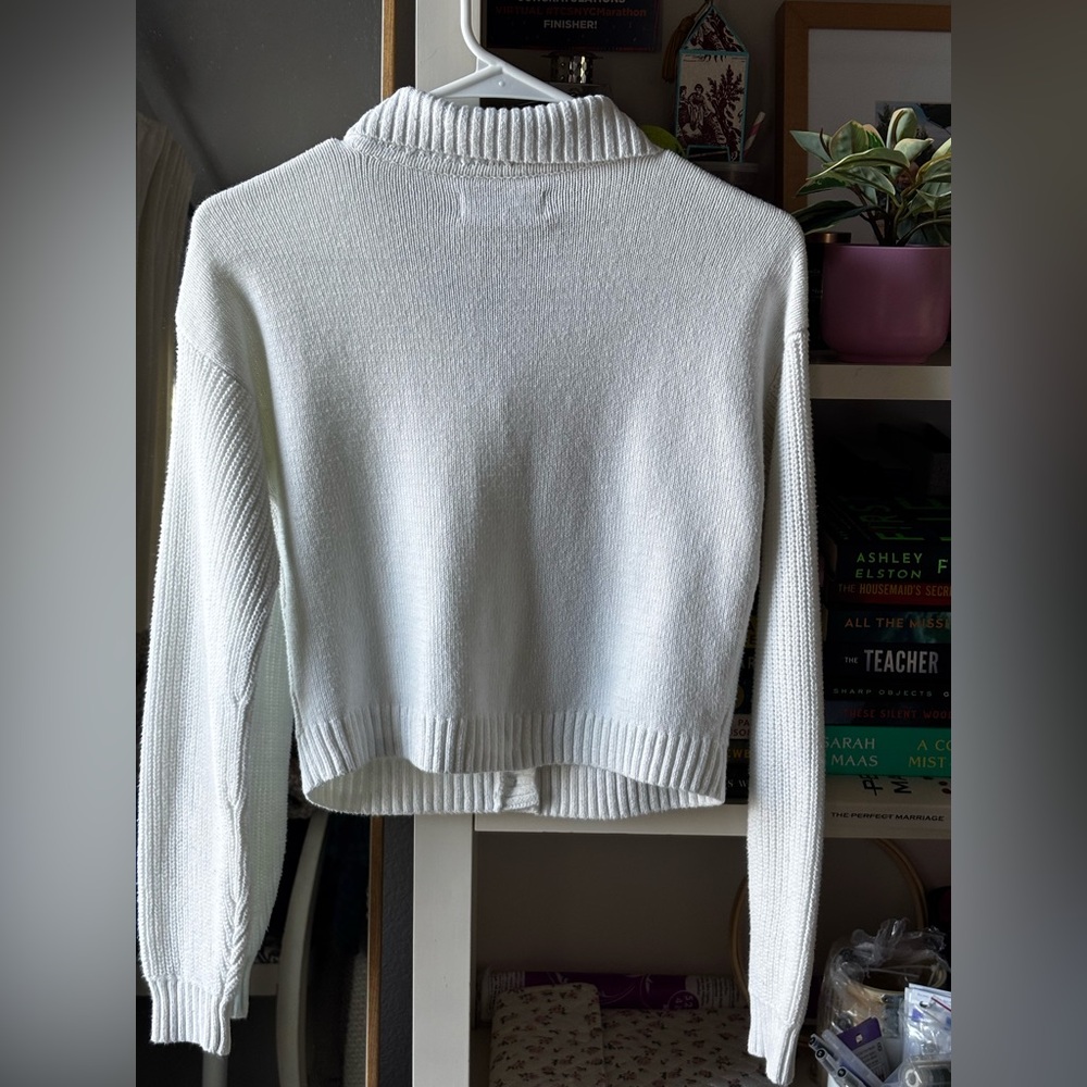 Hollister cotton cream collared button down knit cardigan - Picture 4 of 6